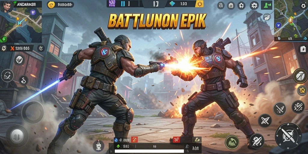 Gameplay mendebarkan dalam pertempuran Battle Royale.