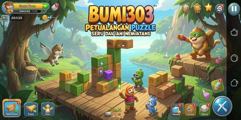 Screenshot utama yang menampilkan gameplay seru BUMI303.