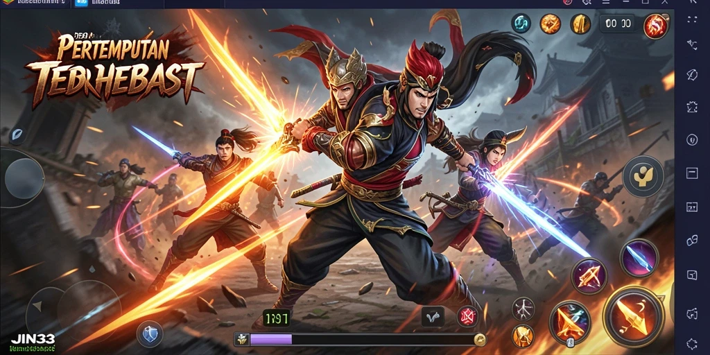 Screenshot gameplay JIN33 dengan efek serangan yang dinamis.