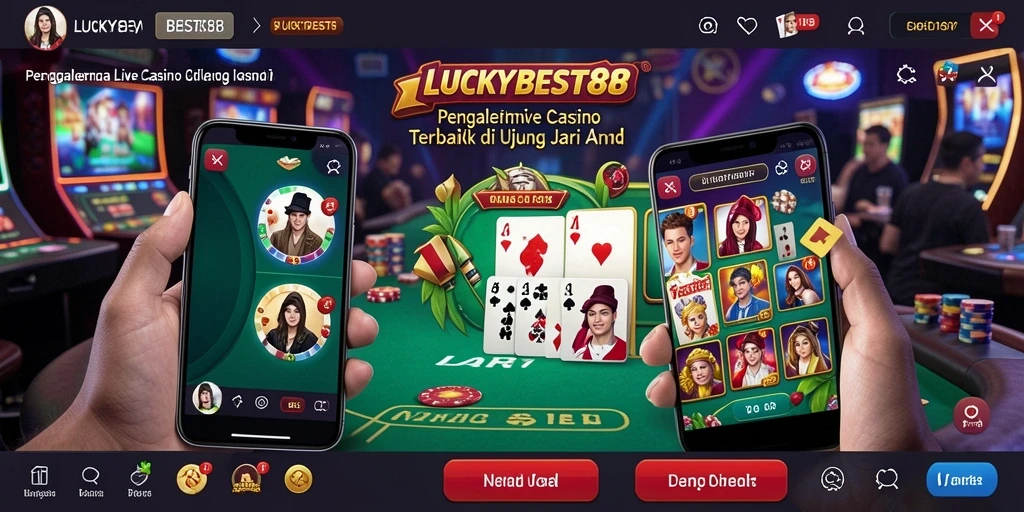 Screenshot LUCKYBEST88 menampilkan dealer langsung dalam aksi di meja permainan.