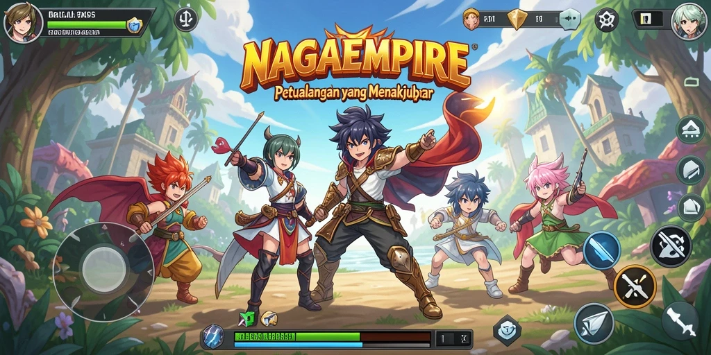 Screenshot gameplay yang menampilkan aksi seru di NAGAEMPIRE.