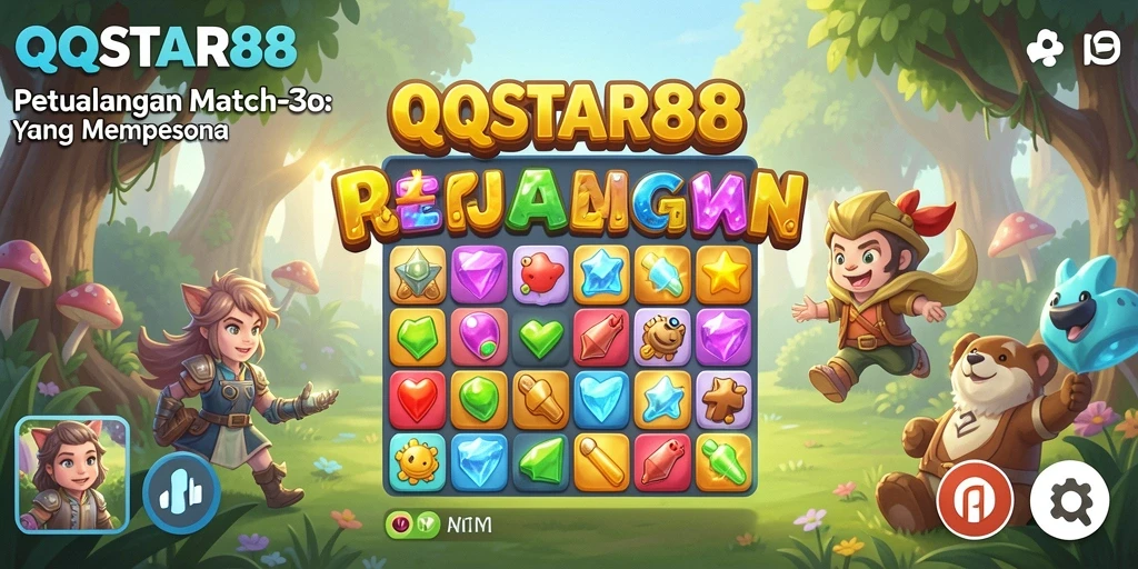 Tampilan gameplay Match-3 yang penuh warna dan menantang.