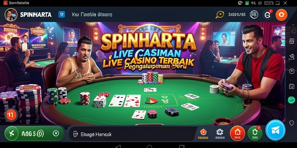 Tampilan gameplay Live Casino SPINHARTA dengan dealer langsung yang interaktif.